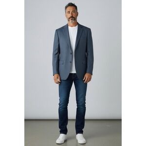 Ralph Lauren Blazer Mens 46R Blue Silk Wool Sport Coat Textured Jacket EUC